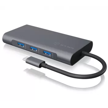 ICY BOX IB-DK4040-CPD Przewodowy USB 3.2 Gen 1 (3.1 Gen 1) Type-C Antracyt, Czarny