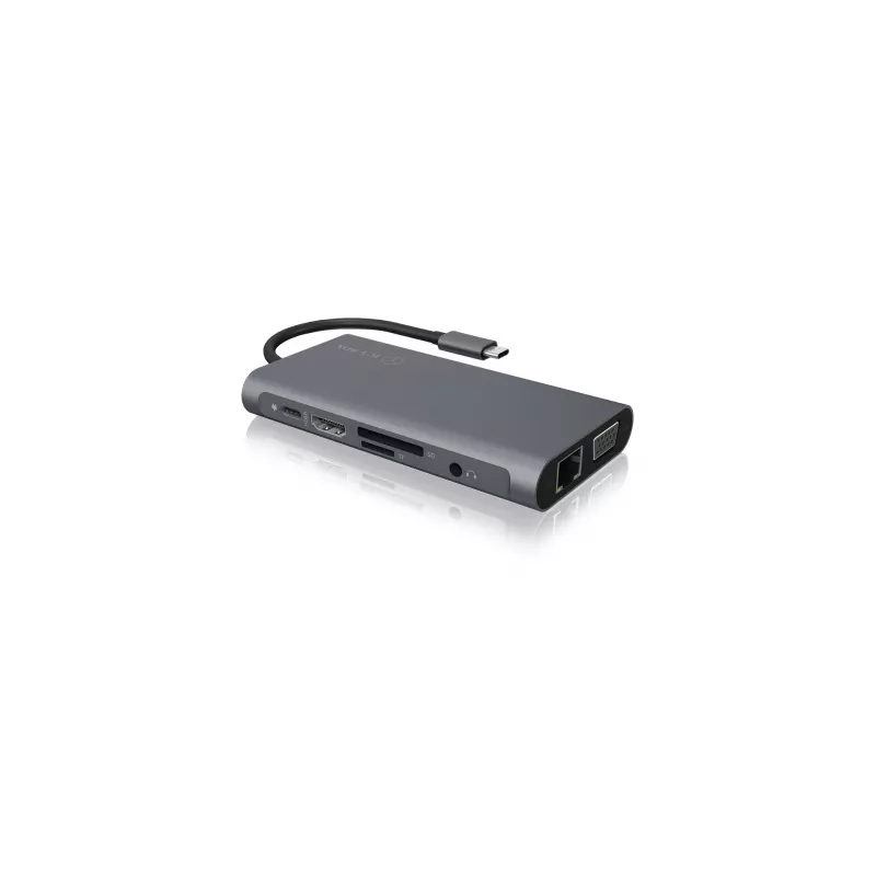 ICY BOX IB-DK4040-CPD Przewodowy USB 3.2 Gen 1 (3.1 Gen 1) Type-C Antracyt, Czarny