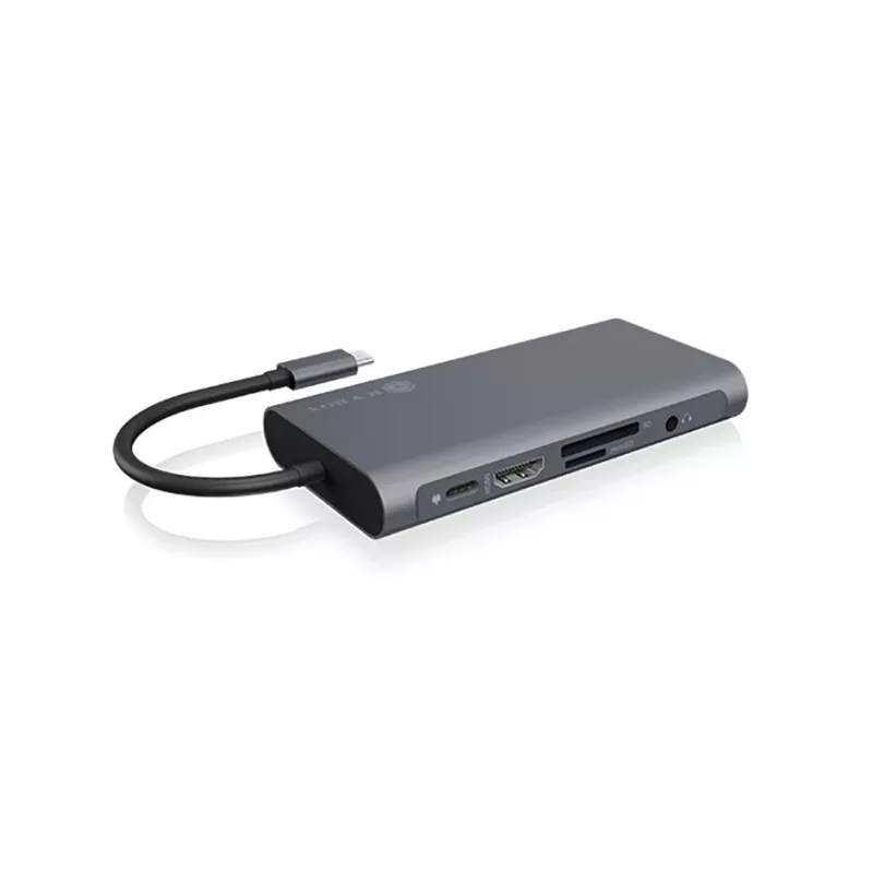 ICY BOX IB-DK4040-CPD Przewodowy USB 3.2 Gen 1 (3.1 Gen 1) Type-C Antracyt, Czarny