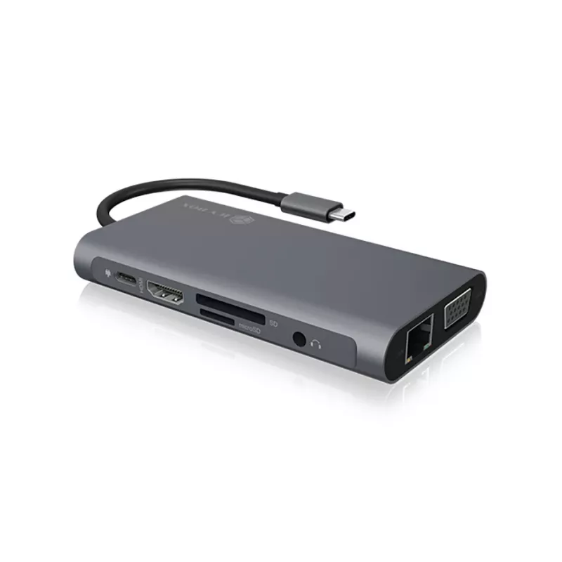 ICY BOX IB-DK4040-CPD Przewodowy USB 3.2 Gen 1 (3.1 Gen 1) Type-C Antracyt, Czarny