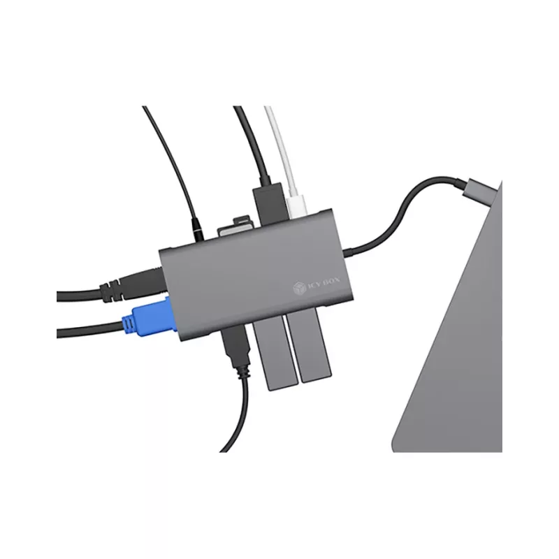 ICY BOX IB-DK4040-CPD Przewodowy USB 3.2 Gen 1 (3.1 Gen 1) Type-C Antracyt, Czarny
