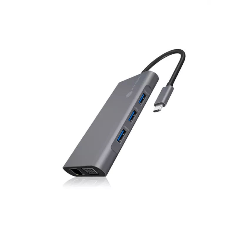 ICY BOX IB-DK4040-CPD Przewodowy USB 3.2 Gen 1 (3.1 Gen 1) Type-C Antracyt, Czarny