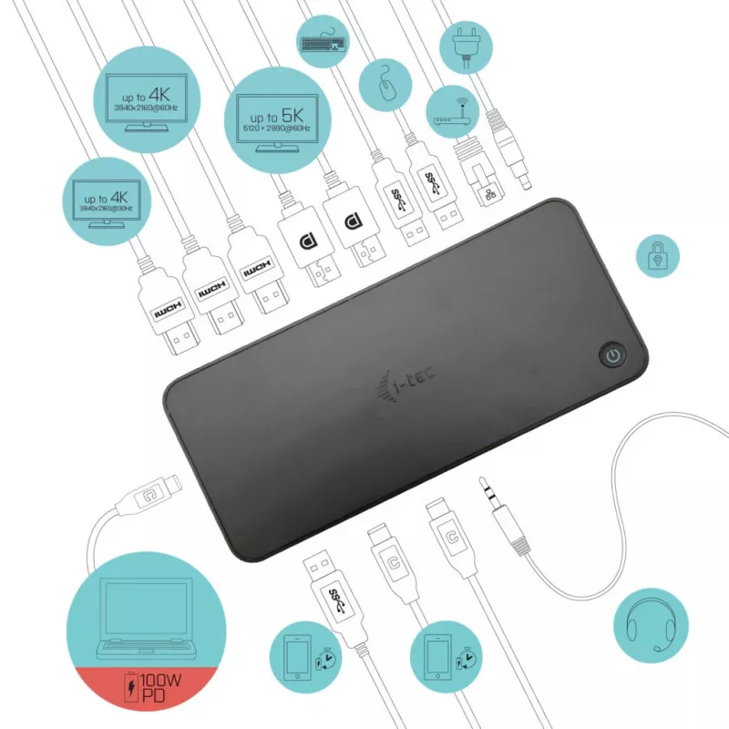i-tec USB 3.0 / USB-C / Thunderbolt, 3x 4K Stacja dokująca + Power Delivery 100W