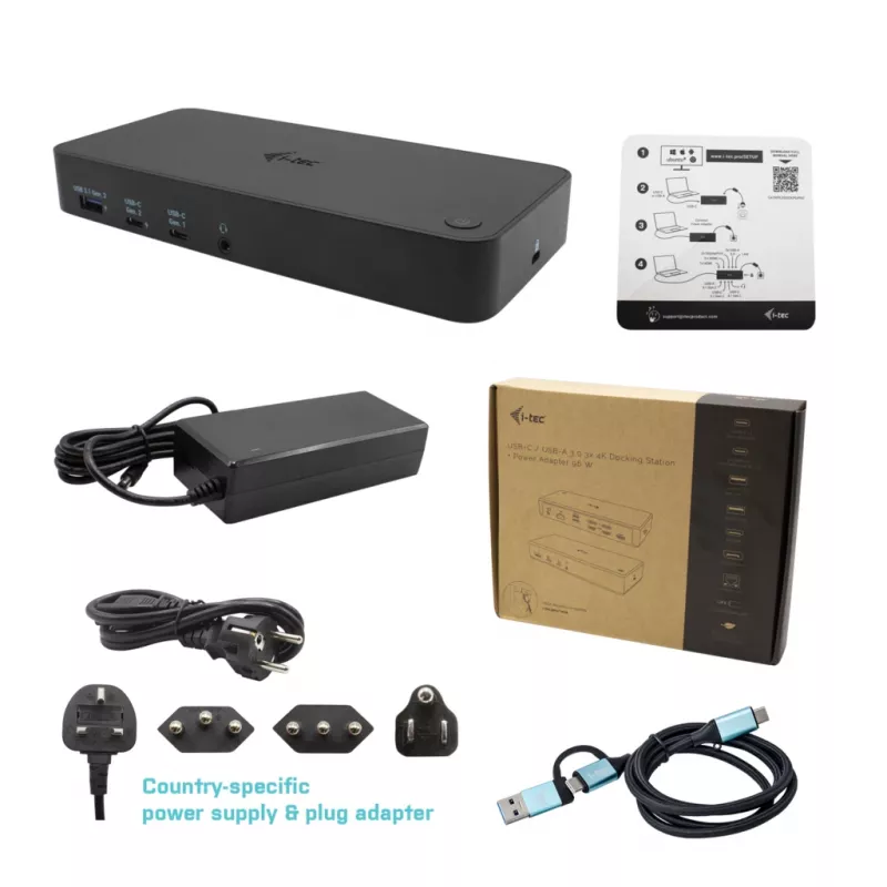 i-tec USB 3.0 / USB-C / Thunderbolt, 3x 4K Stacja dokująca + Power Delivery 100W