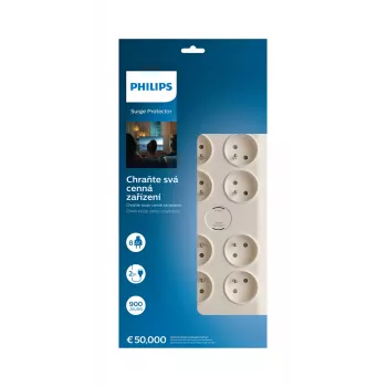 Philips SPN7080WA/60 listwa przeciwprzepięciowa biała 8 gniazd AC 2 m