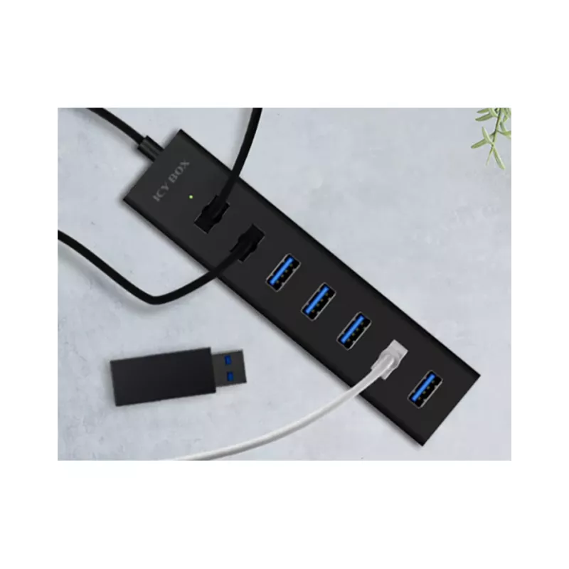 ICY BOX IB-HUB1700-U3 USB 3.2 Gen 1 (3.1 Gen 1) Type-A 5000 Mbit/s Czarny
