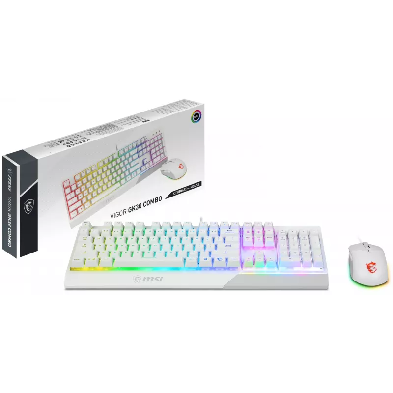 Zestaw klawiatury i myszy gamingowej MSI VIGOR GK30 COMBO WHITE