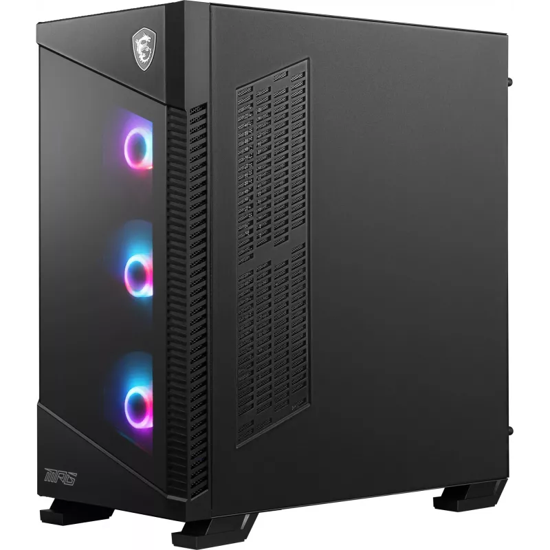 Obudowa PC MSI MPG VELOX 100R Mid Tower Czarna — ATX, 7 slotów rozszerzeń, 2× wnęki 3,5 cala, 2× wnęki 2,5 cala, USB-C