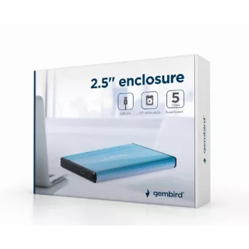 Obudowa HDD Gembird EE2-U3S-3-B — 2,5 cala, jednokieszeniowa, SATA, Mini‑USB A, do 7 TB, niebieska