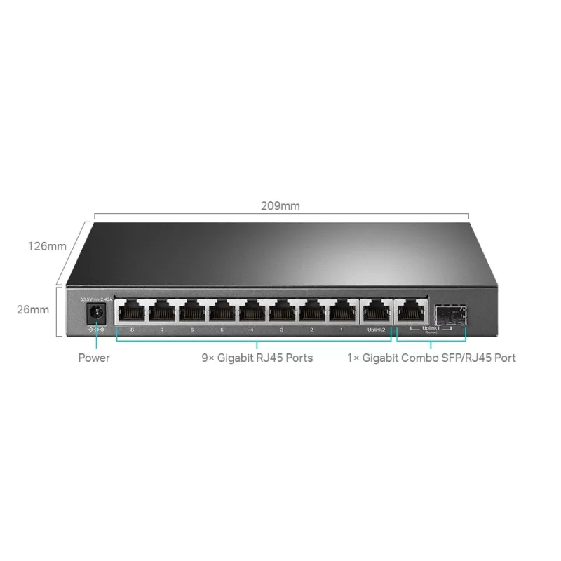 Przełącznik zarządzalny TP-Link TL-SG1210MPE 10-portowy Gigabit z 8 portami PoE+
