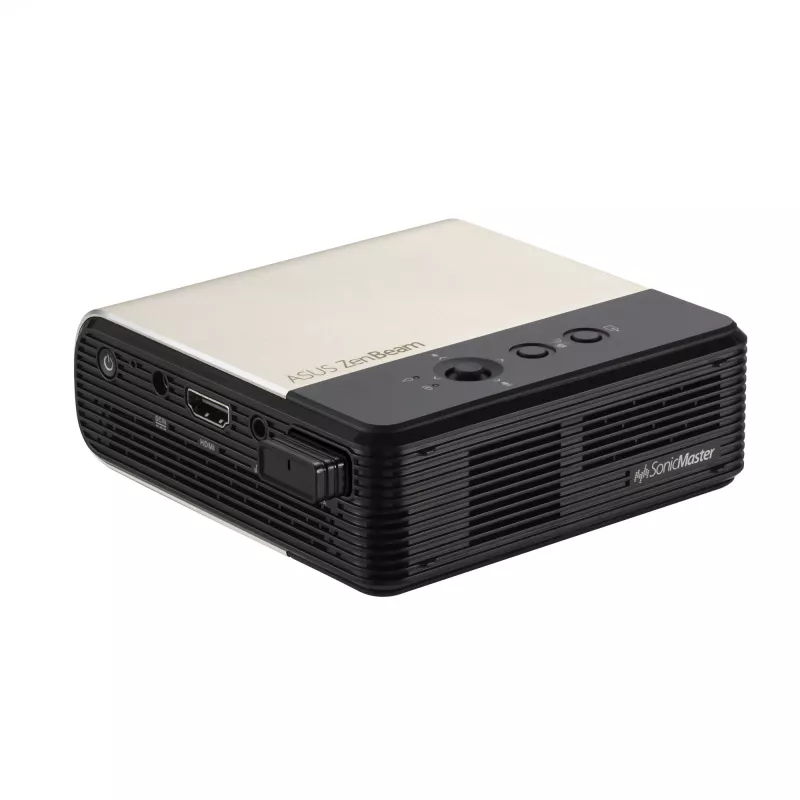 Projektor ASUS ZenBeam E2 o standardowej projekcji, 300 ANSI lumenów, DLP, WVGA (854x480), czarno-złoty