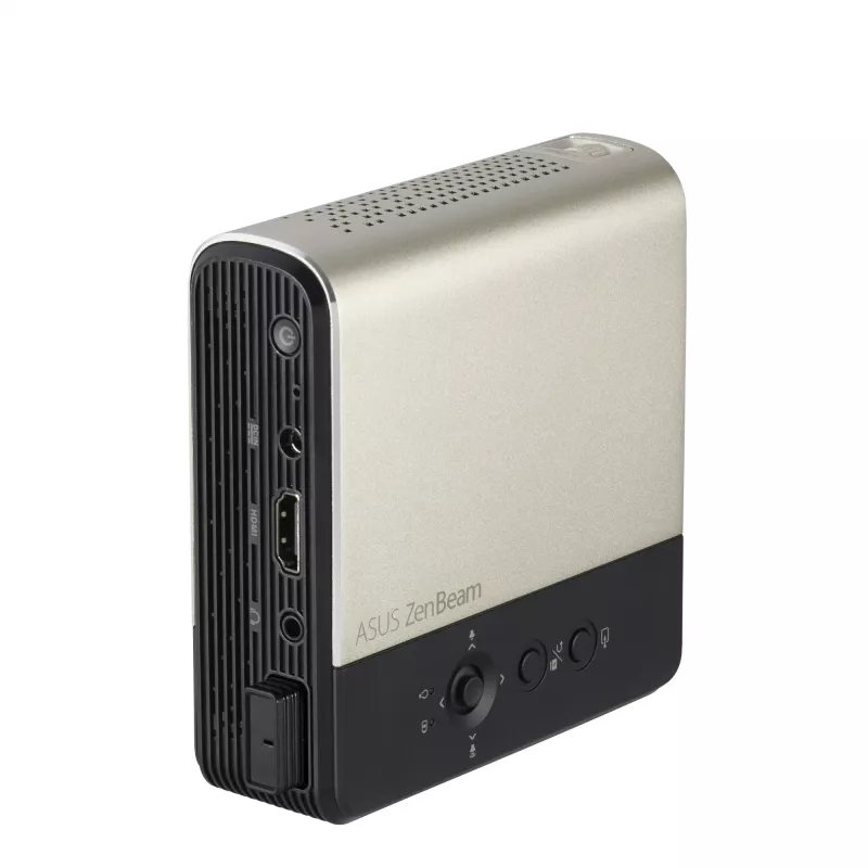 Projektor ASUS ZenBeam E2 o standardowej projekcji, 300 ANSI lumenów, DLP, WVGA (854x480), czarno-złoty