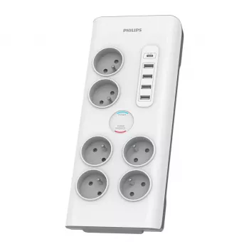 Philips SPN7060WA/60 listwa przeciwprzepięciowa biała 6 gniazd AC 2 m