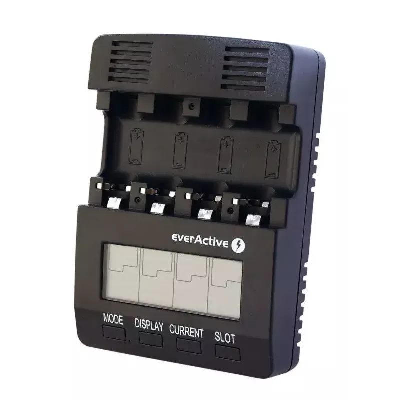Ładowarka do akumulatorów everActive NC-3000 — uniwersalna ładowarka do AA/AAA/C/D (4-komorowa) czarna, 100–240 V