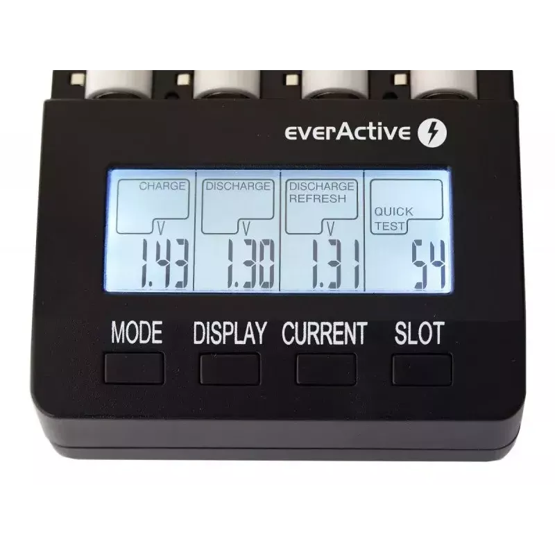 Ładowarka do akumulatorów everActive NC-3000 — uniwersalna ładowarka do AA/AAA/C/D (4-komorowa) czarna, 100–240 V