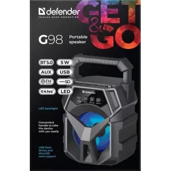 Przenośny głośnik mono Defender G98 Czarny
