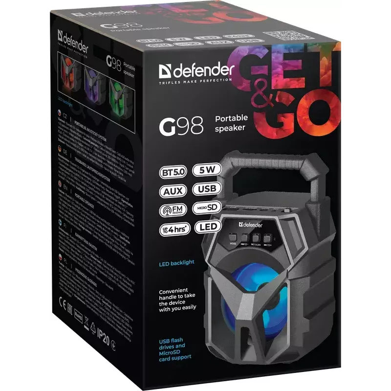 Przenośny głośnik mono Defender G98 Czarny