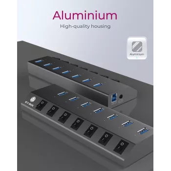 ICY BOX IB-HUB1701-C3 USB 3.2 Gen 1 (3.1 Gen 1) Type-B 5000 Mbit/s Antracytowy