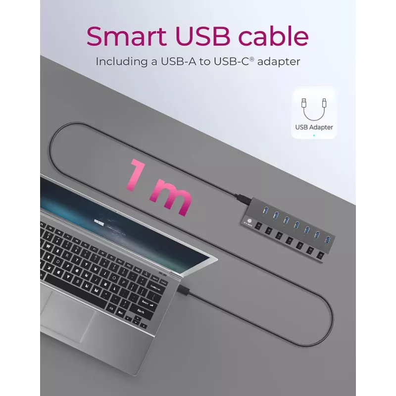 ICY BOX IB-HUB1701-C3 USB 3.2 Gen 1 (3.1 Gen 1) Type-B 5000 Mbit/s Antracytowy