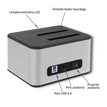 Stacja dokująca QOLTEC 5316 na 2x 2,5/3,5 cala HDD/SSD, SATA, USB 3.0 (5 Gb/s), obudowa aluminiowa