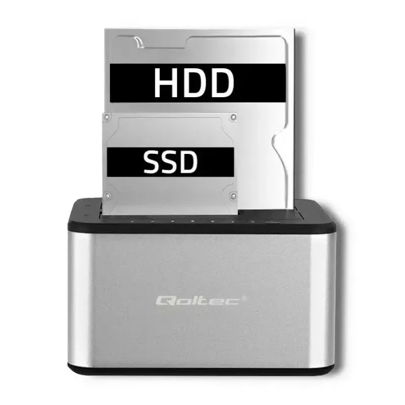 Stacja dokująca QOLTEC 5316 na 2x 2,5/3,5 cala HDD/SSD, SATA, USB 3.0 (5 Gb/s), obudowa aluminiowa