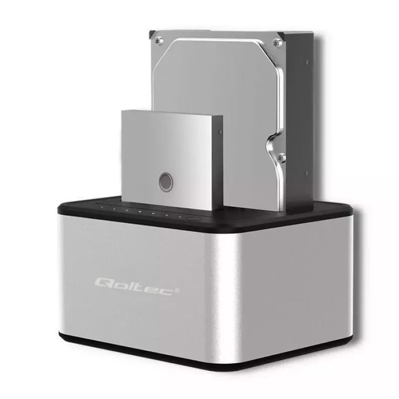Stacja dokująca QOLTEC 5316 na 2x 2,5/3,5 cala HDD/SSD, SATA, USB 3.0 (5 Gb/s), obudowa aluminiowa