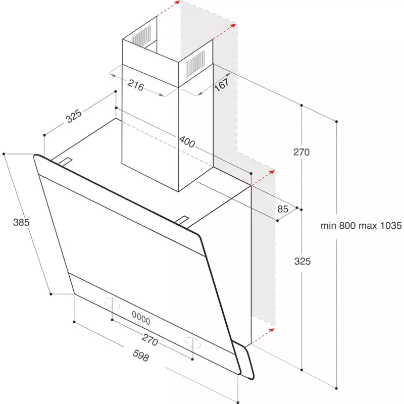 Whirlpool AKR 65F LM K Montowany na ścianie Czarny 375 m³/h