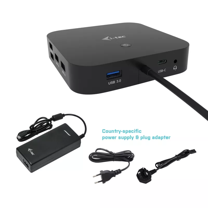 Stacja dokująca i-tec USB-C HDMI DP z zasilaniem Power Delivery 100 W + uniwersalna ładowarka 100 W
