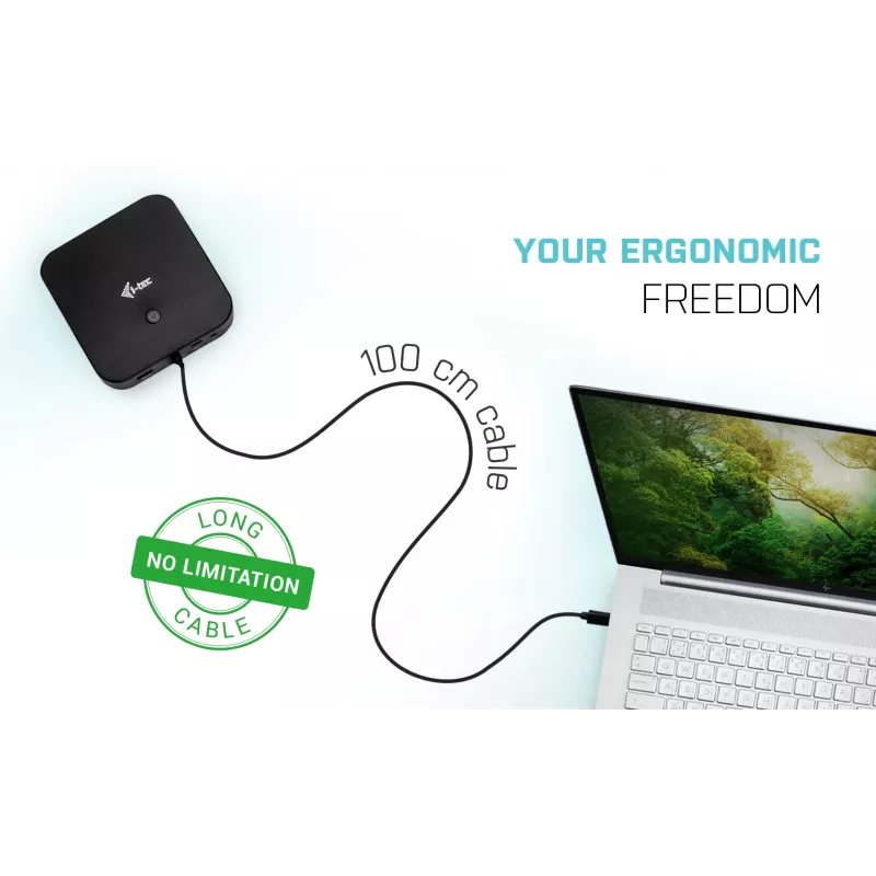 Stacja dokująca i-tec USB-C HDMI DP z zasilaniem Power Delivery 100 W + uniwersalna ładowarka 100 W