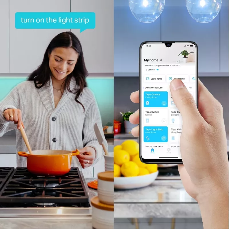 TP-Link Tapo Smart Wi-Fi Light Strip, uniwersalna taśma LED, nastrojowe oświetlenie, wewnątrz/na zewnątrz, taśma samoprzylepna, wielokolorowa, zmienna