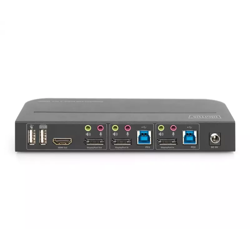 Przełącznik KVM DIGITUS, 2x1 DP, DP/HDMI Out, USB 4Kx2K@60Hz