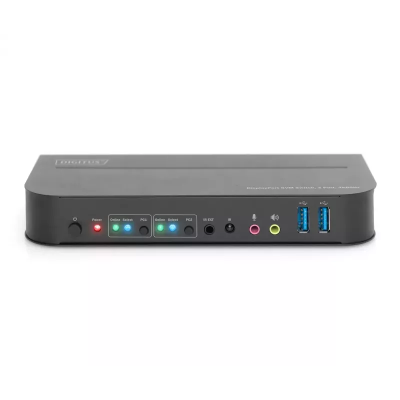 Przełącznik KVM DIGITUS, 2x1 DP, DP/HDMI Out, USB 4Kx2K@60Hz