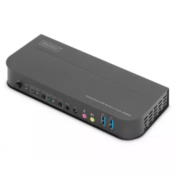 Przełącznik KVM DIGITUS, 2x1 DP, DP/HDMI Out, USB 4Kx2K@60Hz