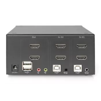 DIGITUS KVM Switch, 2 Port, Dual Display, 4K, HDMI