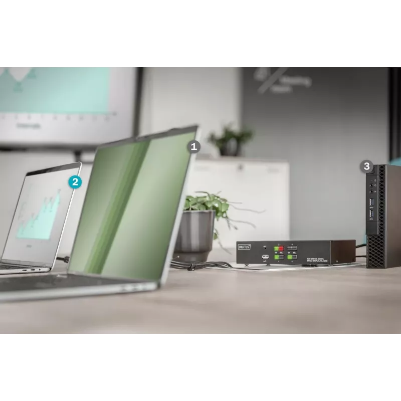 Przełącznik KVM Digitus 4 Porty Pojedynczy Wyświetlacz 4K HDMI