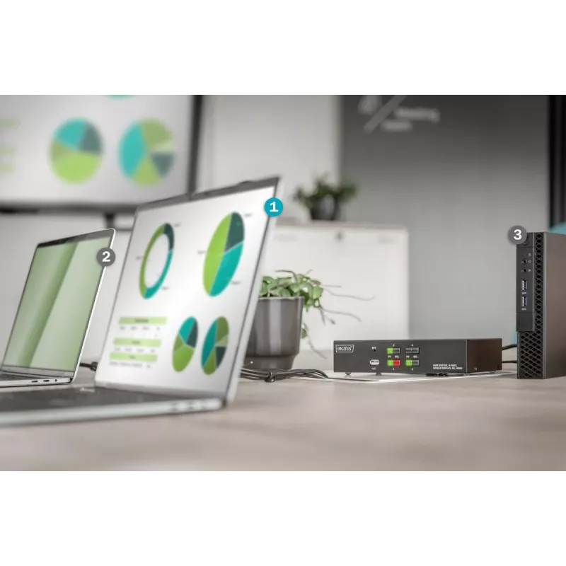 Przełącznik KVM Digitus 4 Porty Pojedynczy Wyświetlacz 4K HDMI