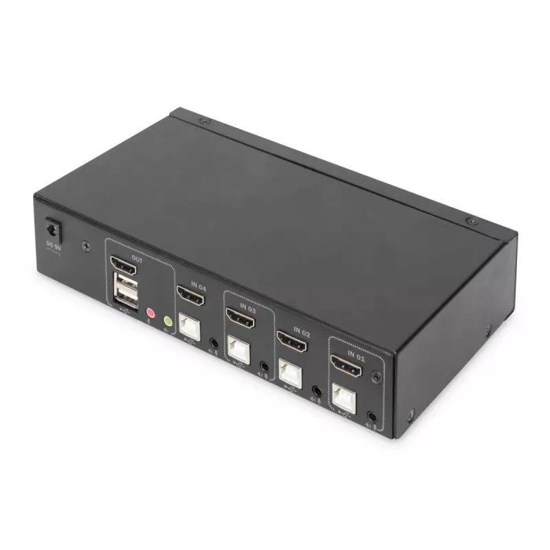 Przełącznik KVM Digitus 4 Porty Pojedynczy Wyświetlacz 4K HDMI