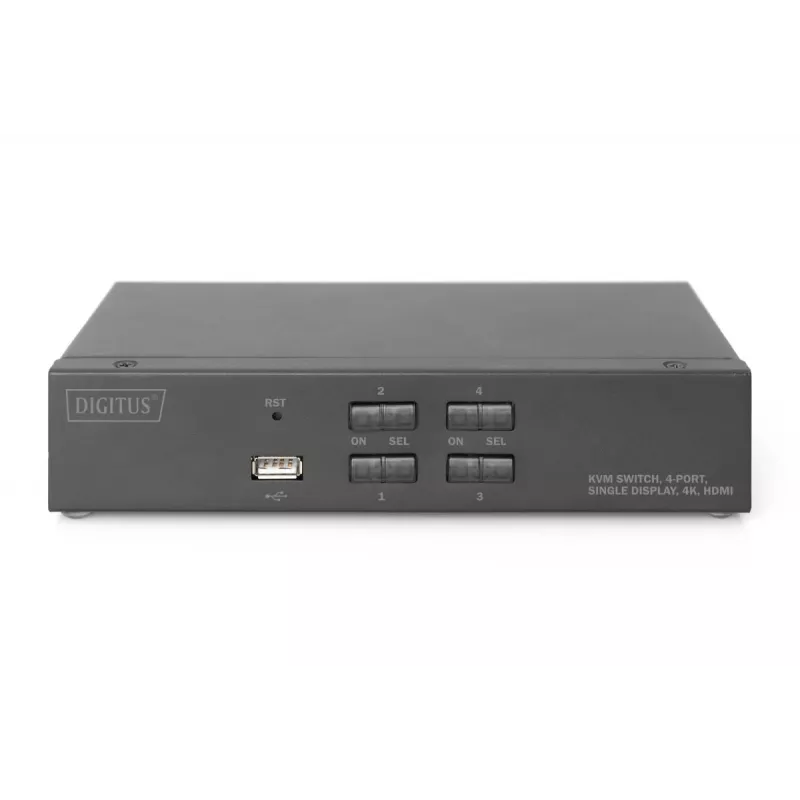 Przełącznik KVM Digitus 4 Porty Pojedynczy Wyświetlacz 4K HDMI