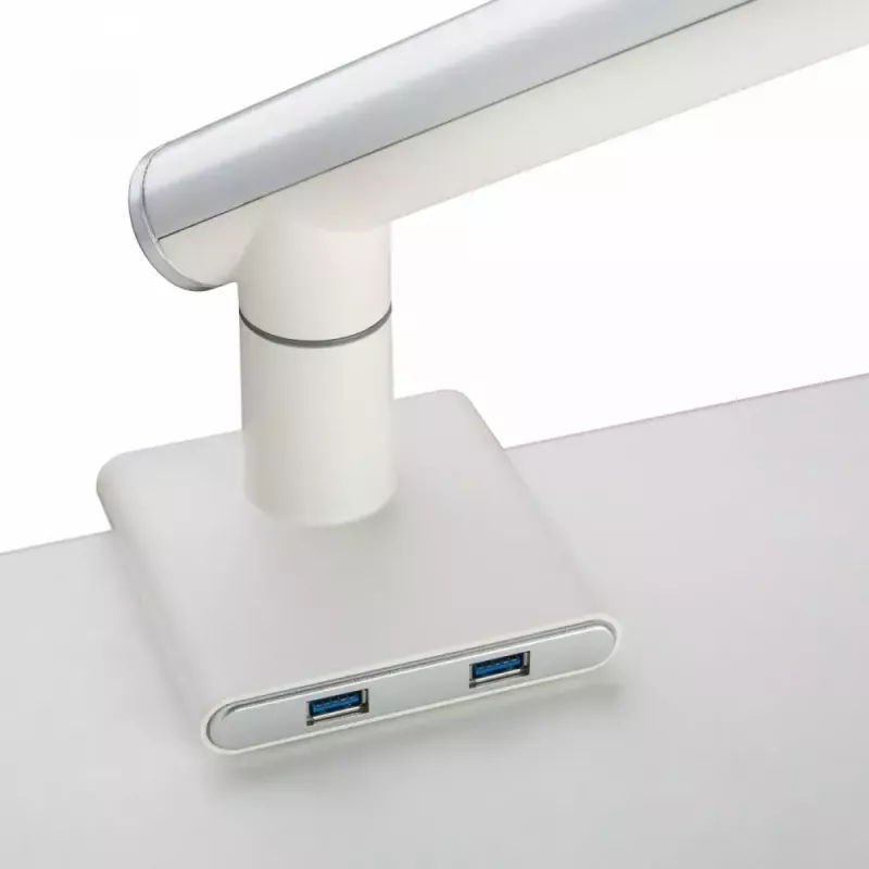 Uchwyt biurkowy do monitora ART RAMM L-19GD dla monitorów 17–32 cale, wspomagany gazowo, 2–9 kg, 2x USB 3.0, biały, zacisk