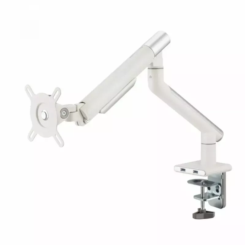 Uchwyt biurkowy do monitora ART RAMM L-19GD dla monitorów 17–32 cale, wspomagany gazowo, 2–9 kg, 2x USB 3.0, biały, zacisk