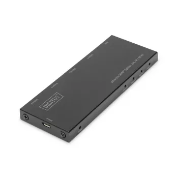 Rozdzielacz HDMI DIGITUS Ultra Slim, 1x4, 4K/60Hz HDR, HDCP 2.2, 18 Gbps, zasilany przez Micro USB