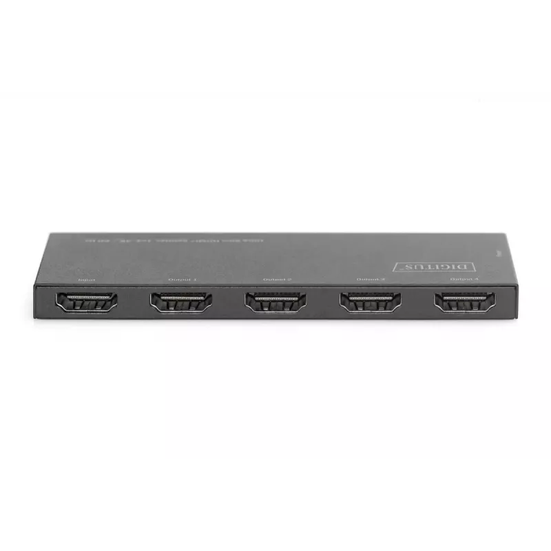 Rozdzielacz HDMI DIGITUS Ultra Slim, 1x4, 4K/60Hz HDR, HDCP 2.2, 18 Gbps, zasilany przez Micro USB