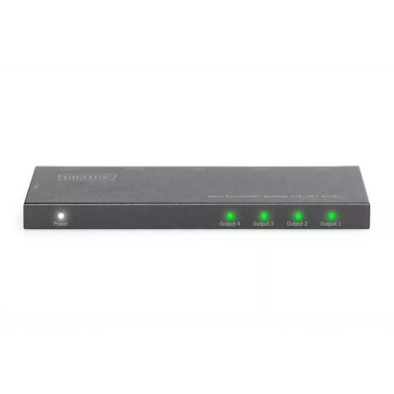 Rozdzielacz HDMI DIGITUS Ultra Slim, 1x4, 4K/60Hz HDR, HDCP 2.2, 18 Gbps, zasilany przez Micro USB