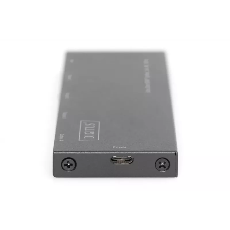 Rozdzielacz HDMI DIGITUS Ultra Slim, 1x4, 4K/60Hz HDR, HDCP 2.2, 18 Gbps, zasilany przez Micro USB