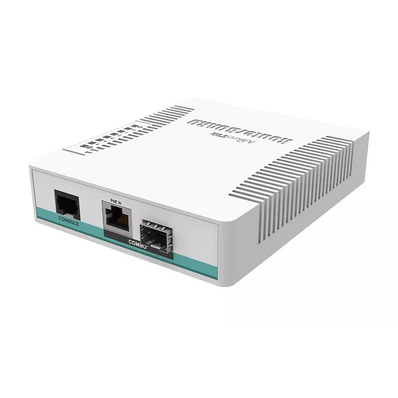 Przełącznik sieciowy MikroTik CRS106-1C-5S — 5× Gigabit RJ-45, 5× SFP, PoE, 30V DC