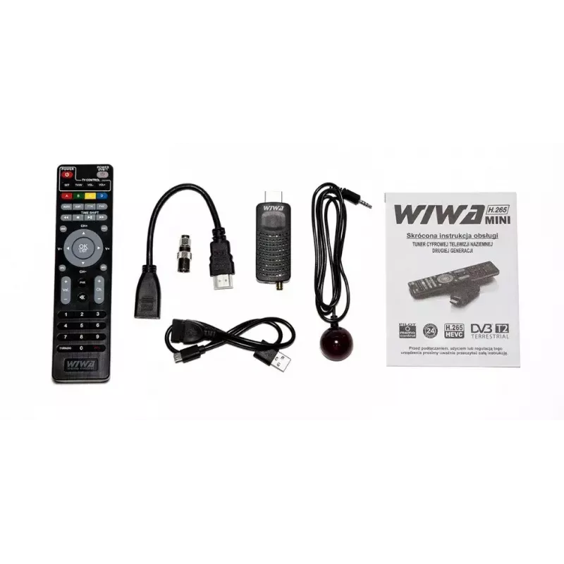 Odbiornik DVB-T/DVB-T2 WIWA H.265 MINI — Cyfrowy tuner naziemny H.265 HD, Full HD, HDMI, USB, 5V/1.5A