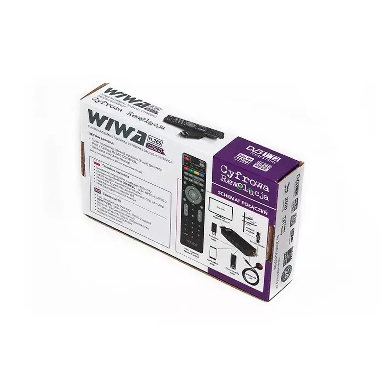 Odbiornik DVB-T/DVB-T2 WIWA H.265 MINI — Cyfrowy tuner naziemny H.265 HD, Full HD, HDMI, USB, 5V/1.5A