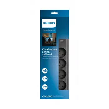 Philips SPN7080BA/60 ochrona przeciwprzepięciowa Czarny 8 gniazdo AC 2 m