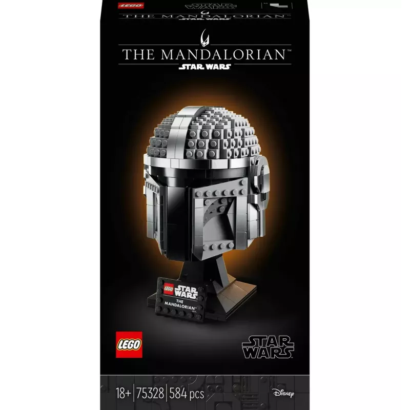 Zabawka konstrukcyjna LEGO Hełm Mandalorianina 75328 — model wystawowy Star Wars, kolekcjonerska budowla, 584 elementy, wiek 18+