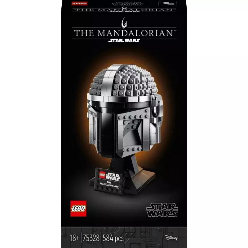 Zabawka konstrukcyjna LEGO Hełm Mandalorianina 75328 — model wystawowy Star Wars, kolekcjonerska budowla, 584 elementy, wiek 18+